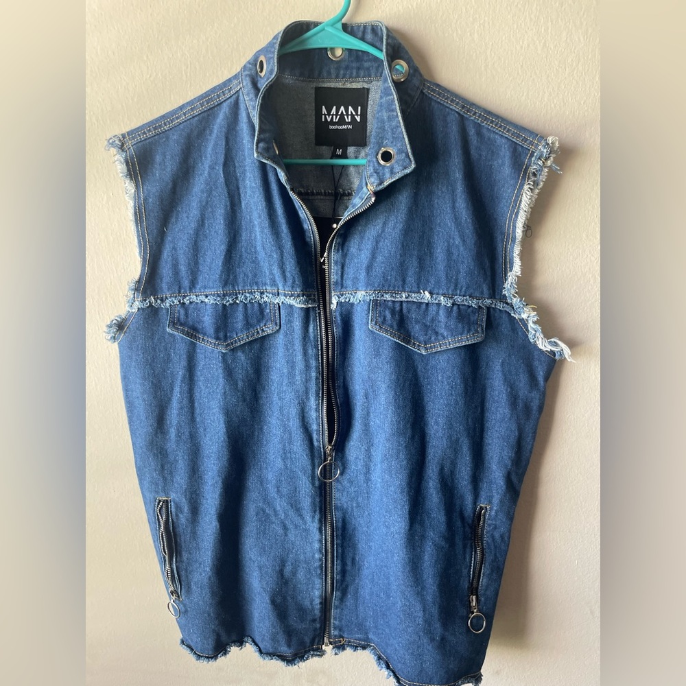Denim Jean Vest with Flamingo Logo